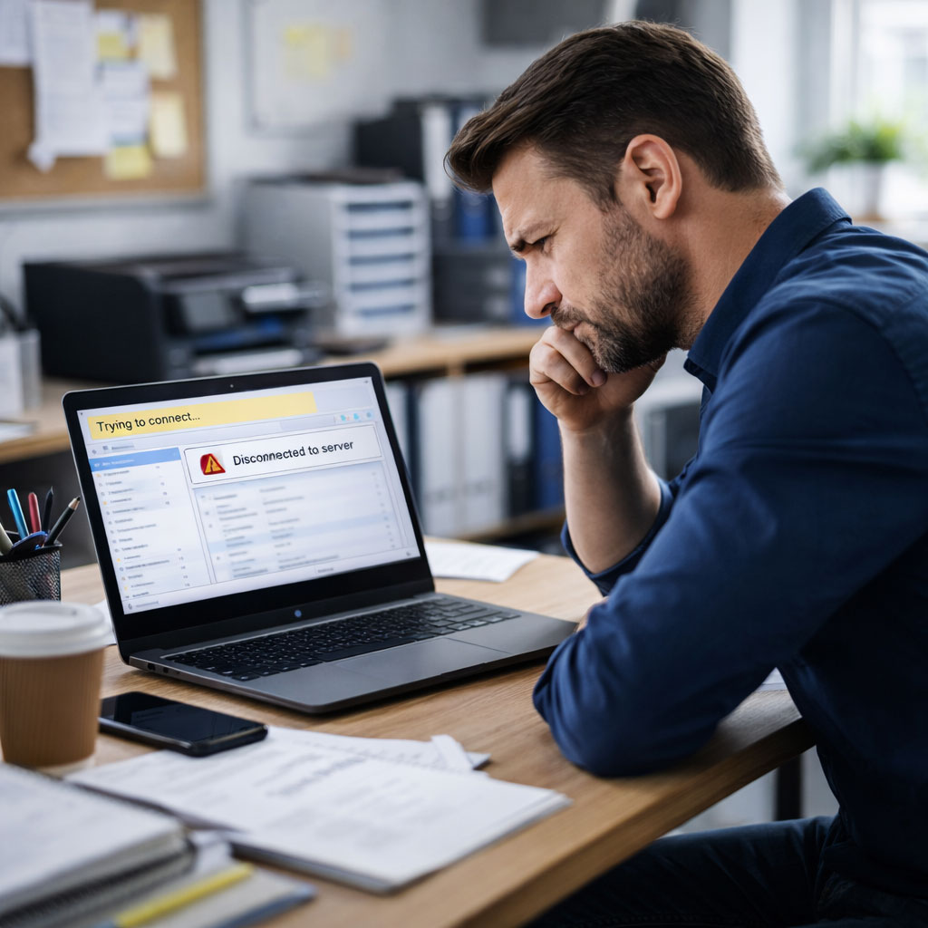 Business user experiencing email connectivity issues in Doncaster office