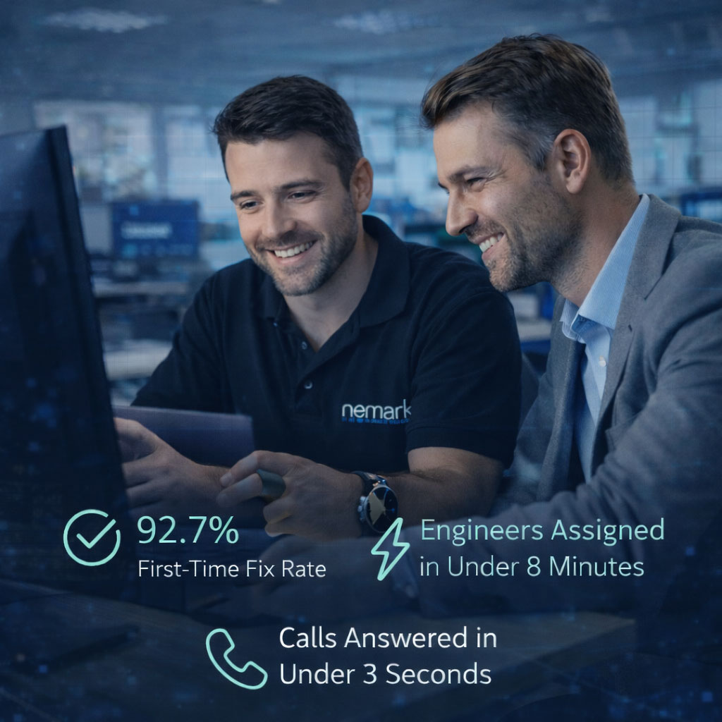 Managed IT support provider helping a business client with fast response times and high first-time fix rate