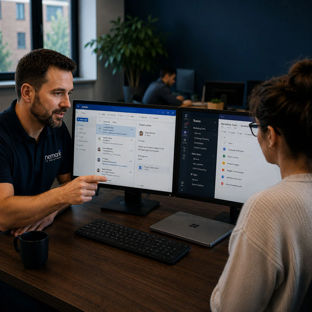 Microsoft 365 business support services including Outlook email and Microsoft Teams collaboration