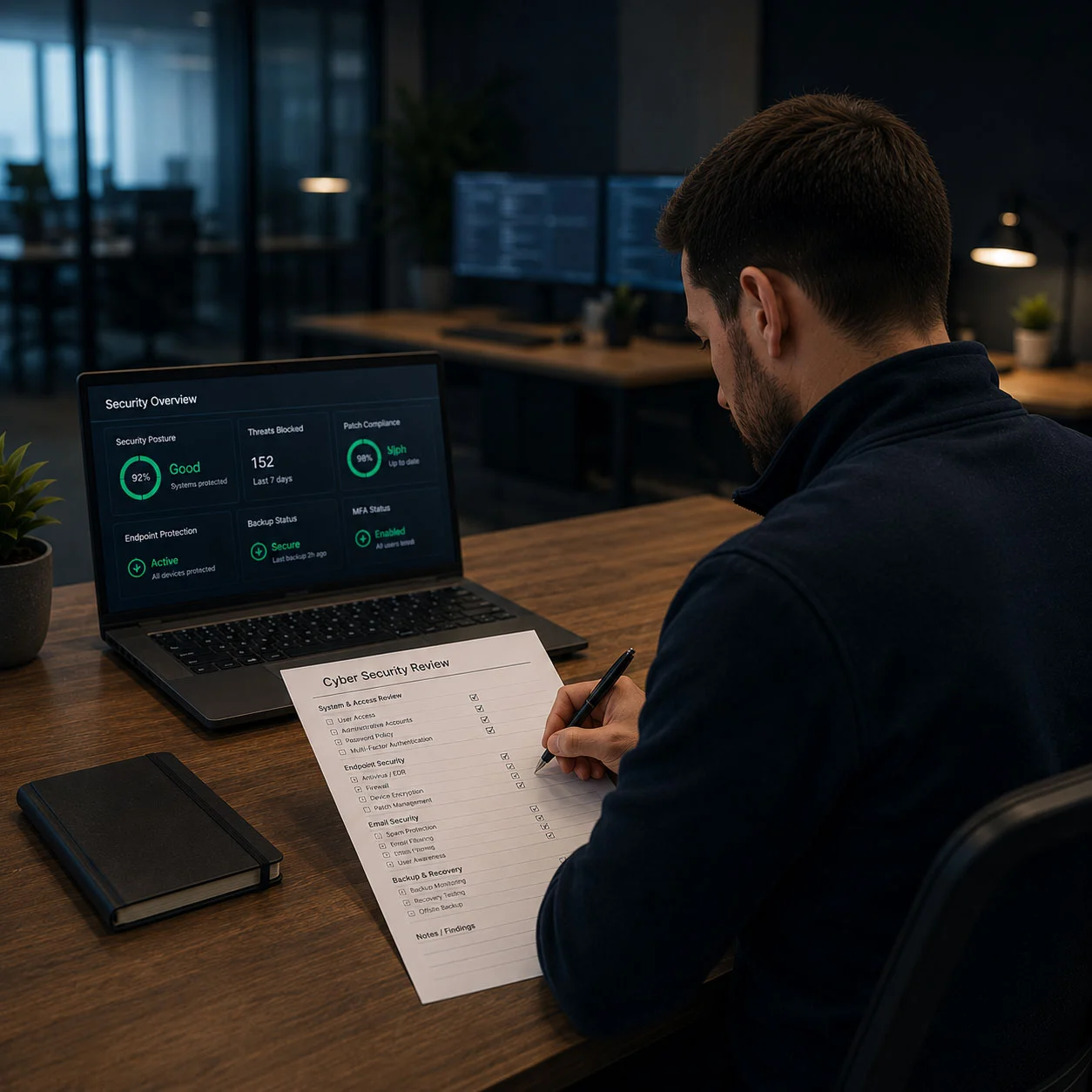Proactive cyber security management and security review process for businesses