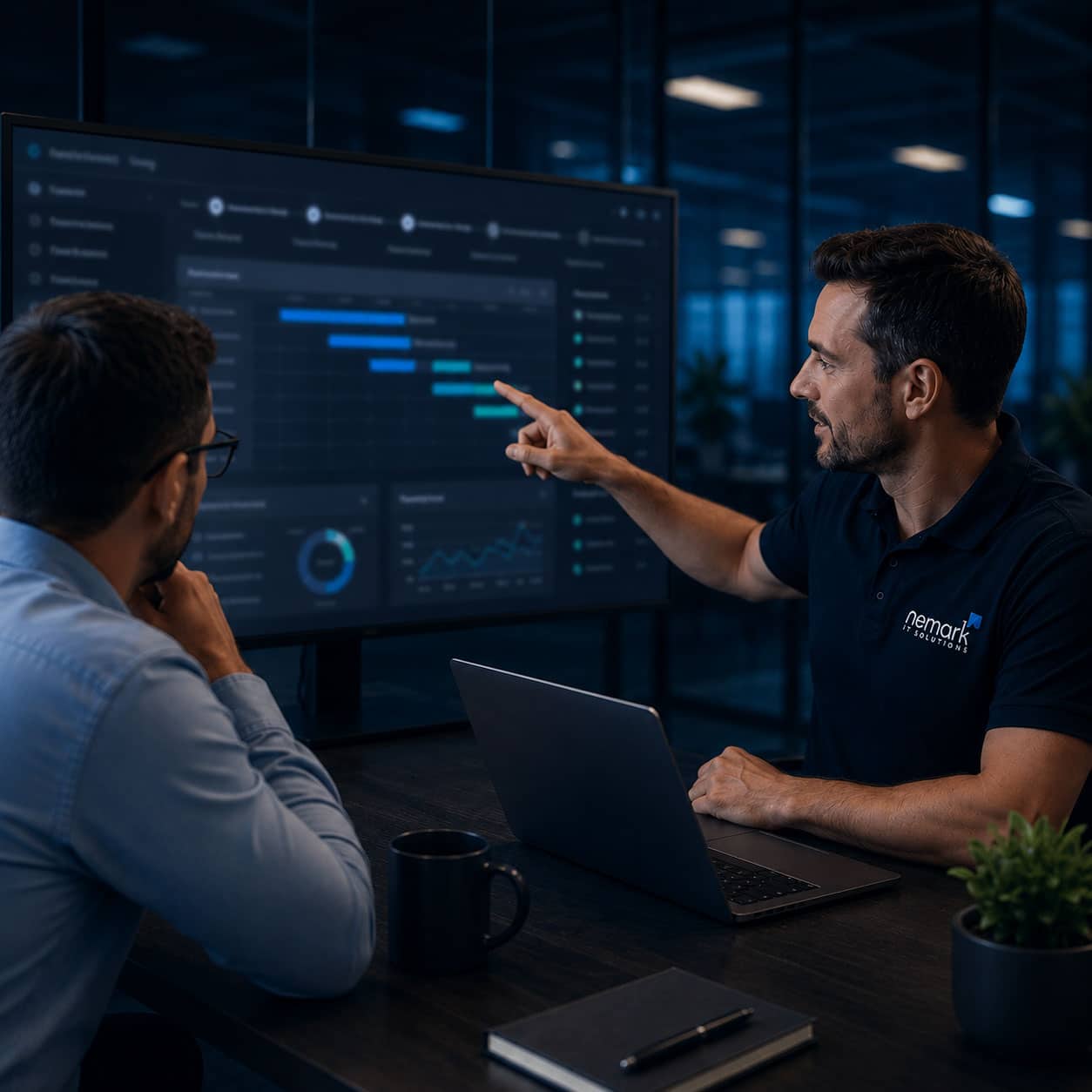 Nemark Technology engineer guiding a client through a business cloud migration project